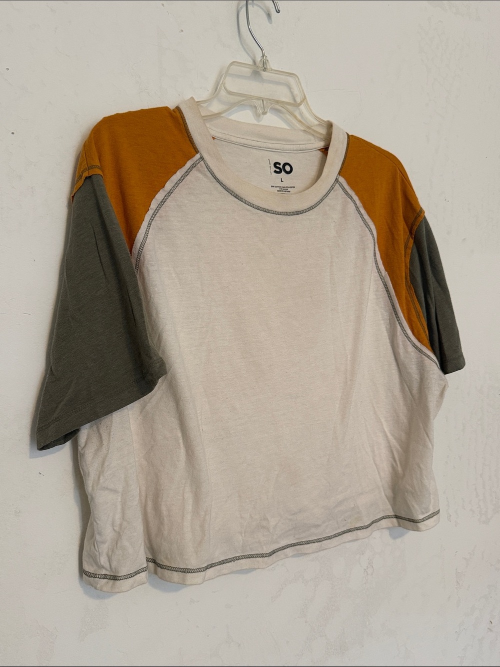 SO Colorblock Raglan Tee in Cream, Mustard & Olive Green